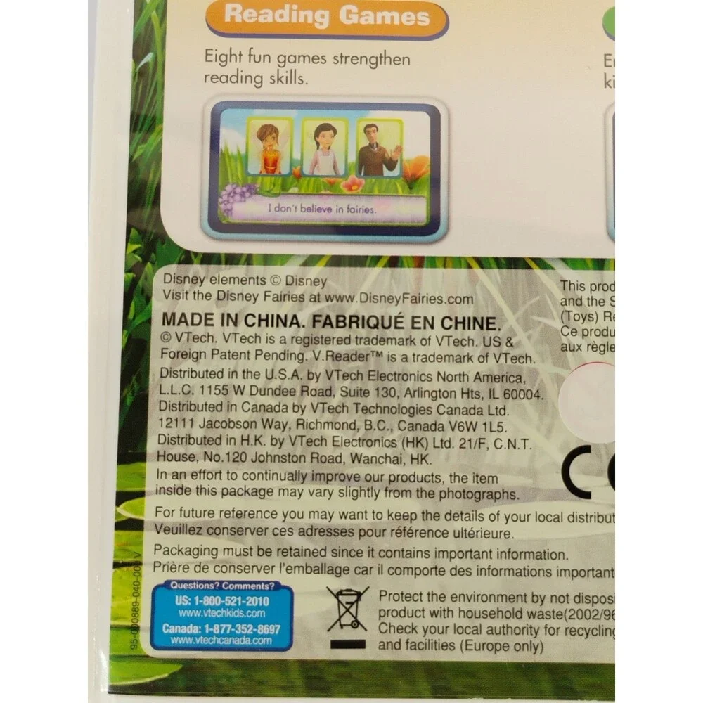 Vtech V Reader TinkerBell Great Fairy Rescue New Sealed  5-7 years Disney Manual